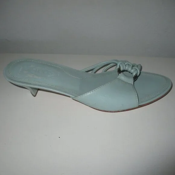 TOD's Womens Mint Green Italian Leather Sandal w/1.5" Heel - Size 7.5M - Picture 4 of 9